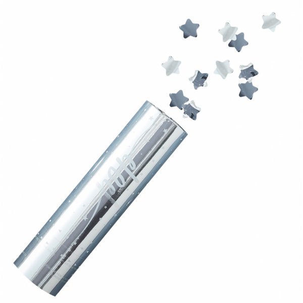 Konfettikanone - Silber - Sterne Konfettikanone - Silber - Sterne