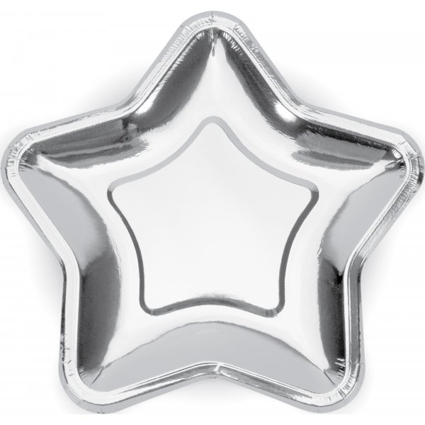 Kleine Teller - Stern - Silber - 6er-Pack