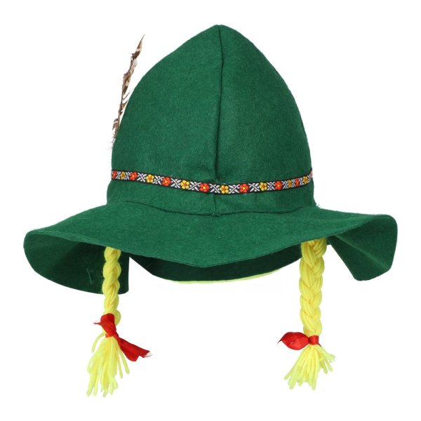 Hut mit Zöpfen - Oktoberfest - Grün Hut mit Zöpfen - Oktoberfest - Grün