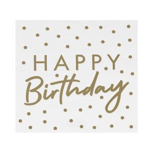 Servietten - Alles Gute zum Geburtstag - Goldene Punkte - 16er-Packung Servietten - Alles Gute zum Geburtstag - Goldene Punkte - 16er-Packung