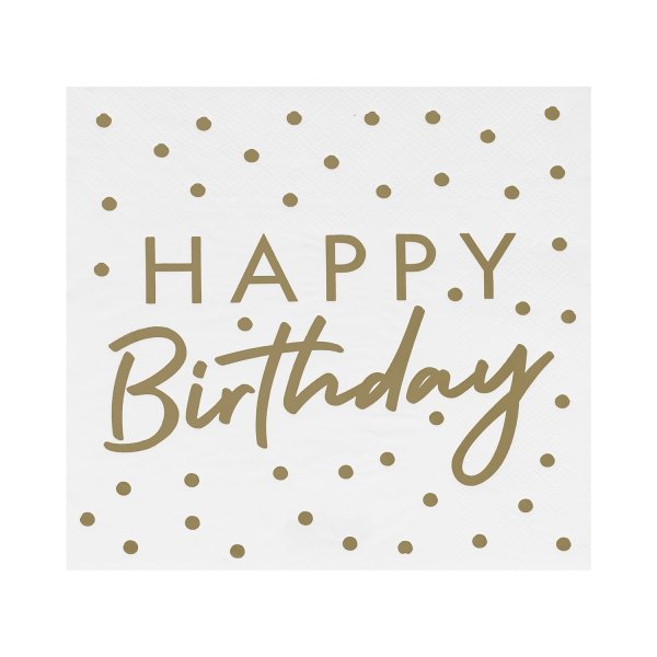 Servietten - Alles Gute zum Geburtstag - Goldene Punkte - 16er-Packung Servietten - Alles Gute zum Geburtstag - Goldene Punkte - 16er-Packung