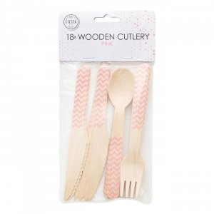 18er-Pack Holzbesteck, rosa 18er-Pack Holzbesteck, rosa