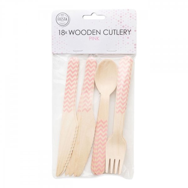 18er-Pack Holzbesteck, rosa 18er-Pack Holzbesteck, rosa