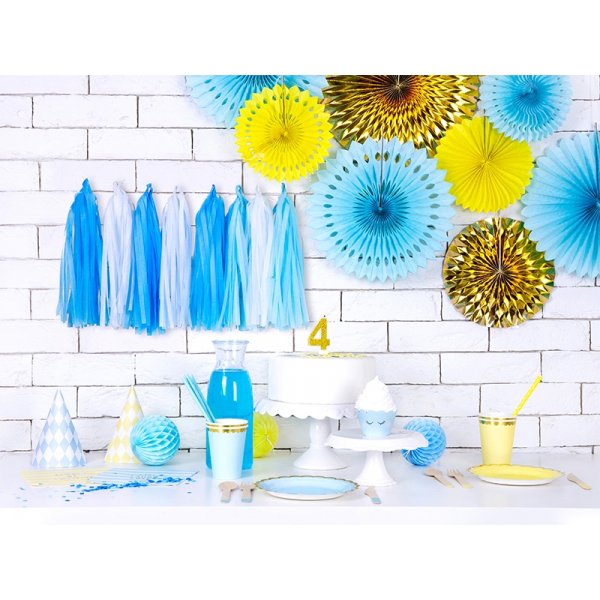 Pappbecher - Hellblau - Goldrand - 6er-Pack