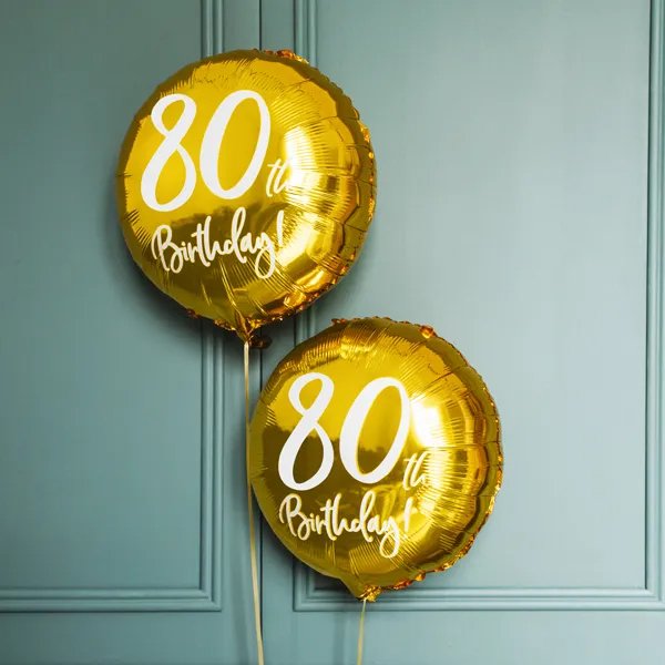 Runder Folienballon - Gold - 80. Geburtstag