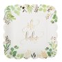 Pappteller - Babyparty - Oh Baby - Blattgrün und Gold - 8er-Pack Pappteller - Babyparty - Oh Baby - Blattgrün und Gold - 8er-Pack