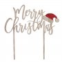 Tortenaufsatz - Frohe Weihnachten - Holz/Weihnachtsmannsmütze Tortenaufsatz - Frohe Weihnachten - Holz/Weihnachtsmannsmütze
