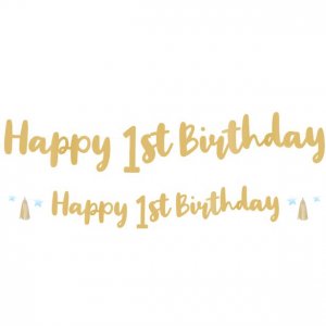Girlande - Alles Gute zum 1. Geburtstag - Gold/Blaue Sterne Girlande - Alles Gute zum 1. Geburtstag - Gold/Blaue Sterne