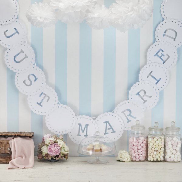 Wimpel - Just Married - Wei