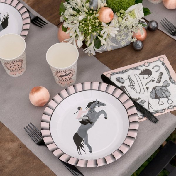 Pappbecher - Pferdeparty - Rosa/Schwarz - 10er-Pack