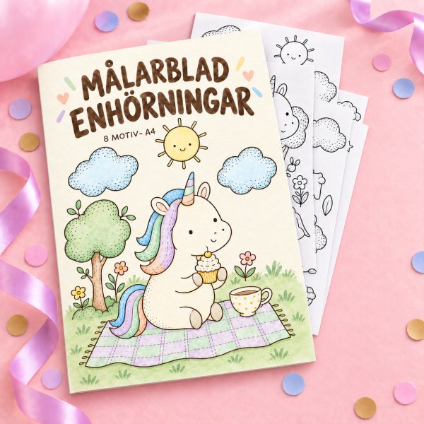 Ausmalbild - Einhorn - 8 Motive - A4 Ausmalbild - Einhorn - 8 Motive - A4