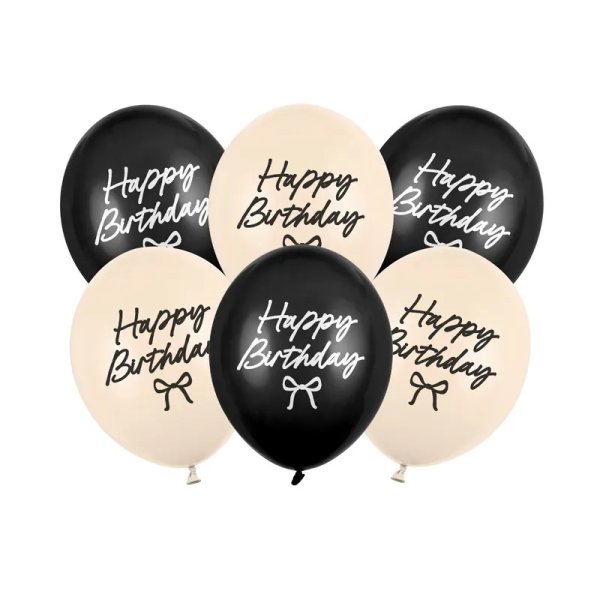 Luftballons - Alles Gute zum Geburtstag - Beige/Schwarz - 6er-Pack Luftballons - Alles Gute zum Geburtstag - Beige/Schwarz - 6er-Pack