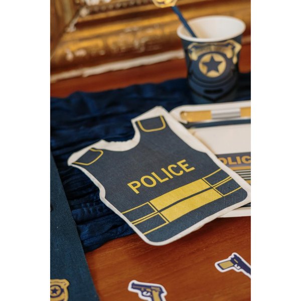 Servietten mit Polizeimotiven - Marineblau - 16er-Packung