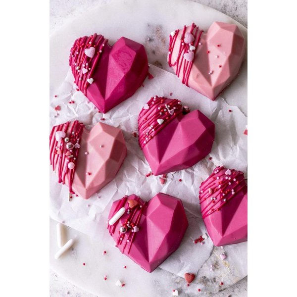 Silikonform - Diamantherzen - Rosa Silikonform - Diamantherzen - Rosa