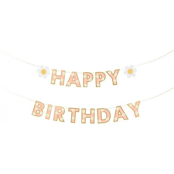 Girlande Happy Birthday - Blumen - 2m Girlande Happy Birthday - Blumen - 2m