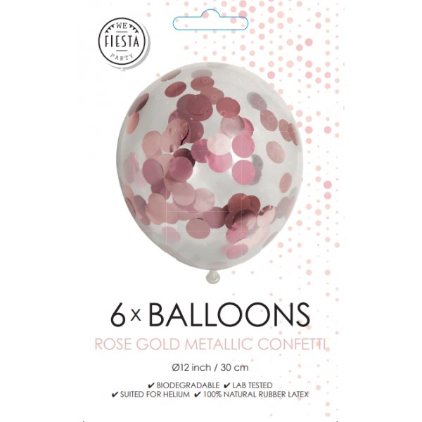 Konfetti-Ballons - Metallic-Roségold - 6er-Pack Konfetti-Ballons - Metallic-Roségold - 6er-Pack