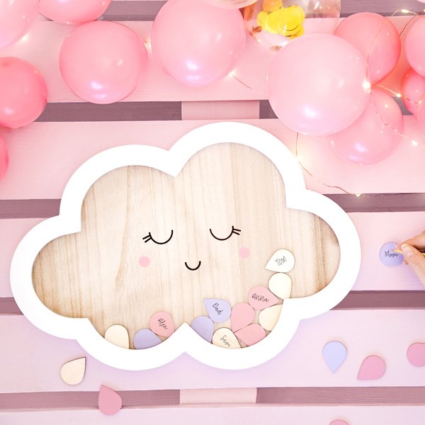 Gstebrieftafel - Holz - Wolken