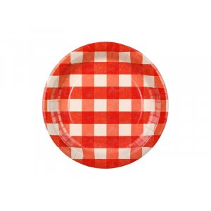 Pappteller - Rot kariert - 6er-Pack - 27 cm