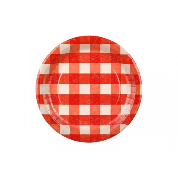 Pappteller - Rot kariert - 6er-Pack - 27 cm Pappteller - Rot kariert - 6er-Pack - 27 cm