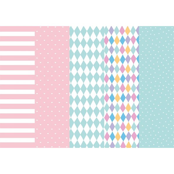 Geschenkpapier - Rosa/Mint - 5 Blatt, 5 m