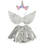 Einhornkostüm für Kinder, Rock, Diadem, Flügel, Silber Einhornkostüm für Kinder, Rock, Diadem, Flügel, Silber