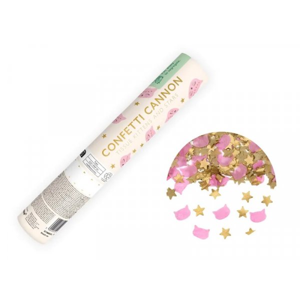 Konfettikanone - 20 cm - Katzen - Gold/Rosa Konfettikanone - 20 cm - Katzen - Gold/Rosa