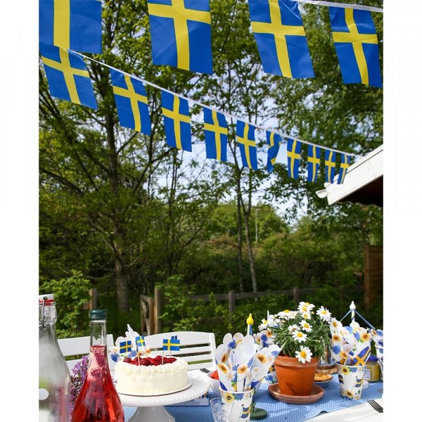 Flaggengirlande - Schweden - 6 Meter Flaggengirlande - Schweden - 6 Meter