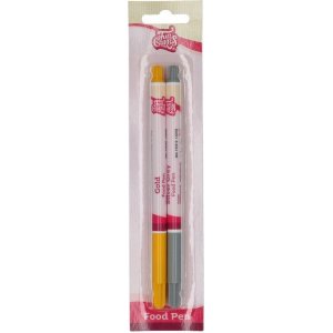 Essbarer Stift - 2er-Pack Gold/Silber - Funcakes Essbarer Stift - 2er-Pack Gold/Silber - Funcakes