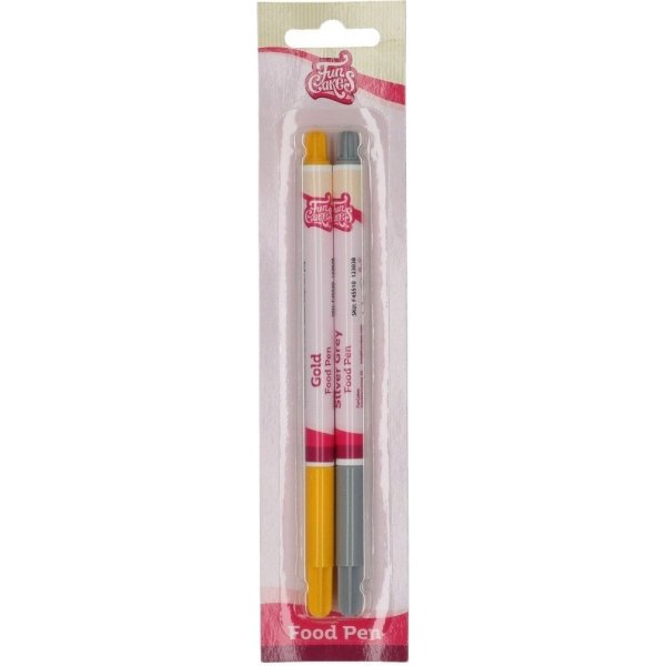 Essbarer Stift - 2er-Pack Gold/Silber - Funcakes Essbarer Stift - 2er-Pack Gold/Silber - Funcakes