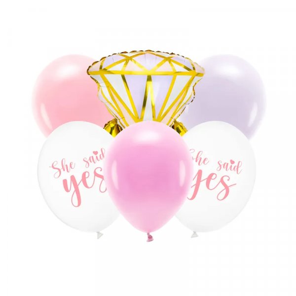 Ballonstrau - Ring - Sie sagte ja - 6er-Pack