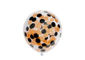 Konfetti-Ballons - Orange/Schwarz - 30 cm - 6er-Pack Konfetti-Ballons - Orange/Schwarz - 30 cm - 6er-Pack