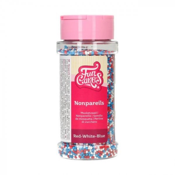 Zuckerperlen - Mini - Rot, Weiß, Blau - Funcakes - 80 g Zuckerperlen - Mini - Rot, Weiß, Blau - Funcakes - 80 g