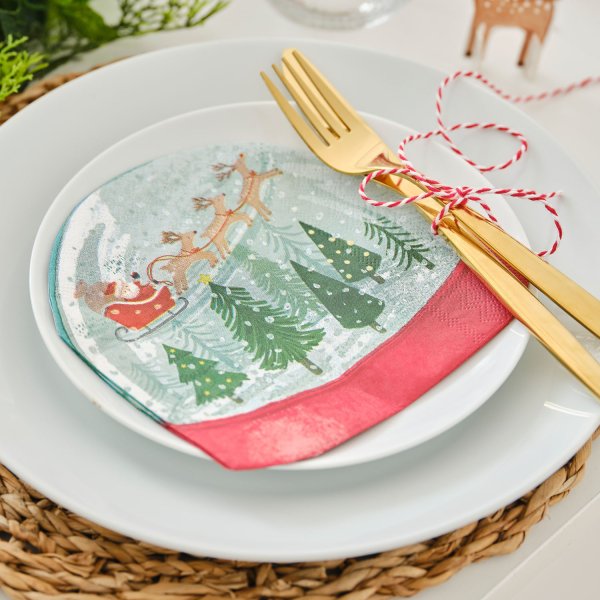 Servietten - Schneekugel - Rentier - 16er-Packung Servietten - Schneekugel - Rentier - 16er-Packung