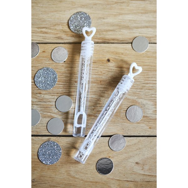 Hochzeitsblasen - Herzstab - 48er-Pack - Wei