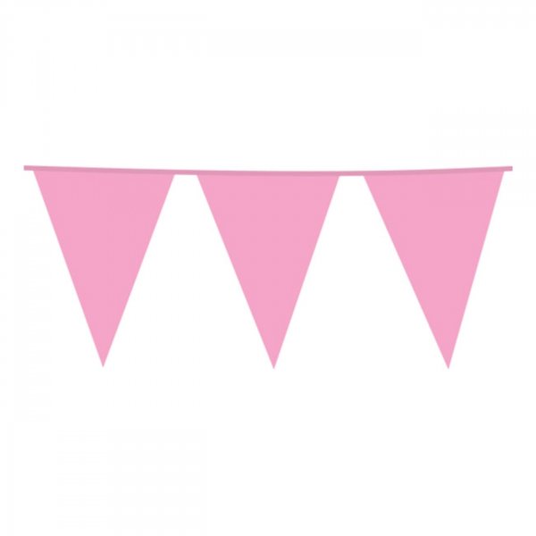 Girlande - Gro�e Wimpel - Rosa - 10 m
