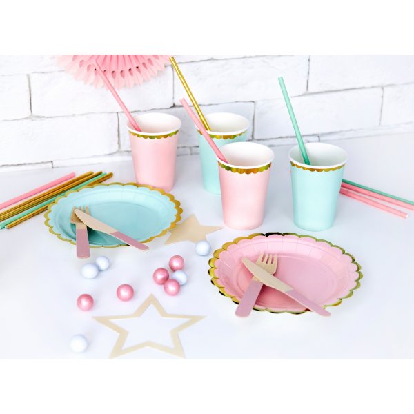 Pappbecher - Mint - Goldrand - 6er-Pack