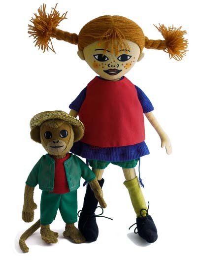 Puppen Pippi Langstrumpf und Herr Nilsson Puppen Pippi Langstrumpf und Herr Nilsson