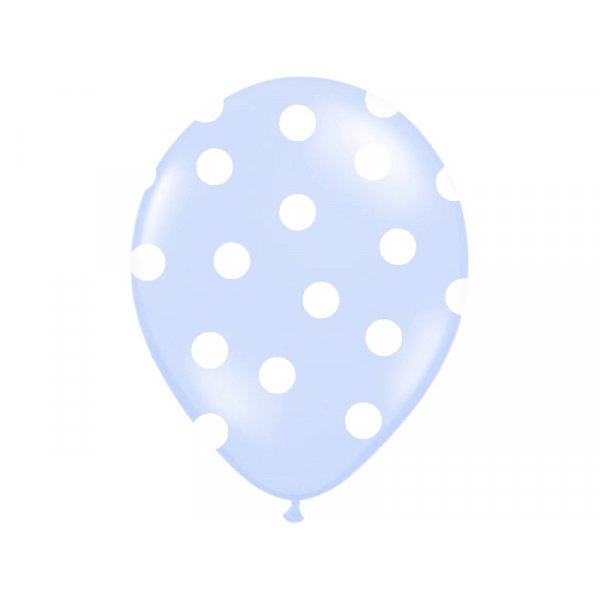 Luftballons - Hellblau mit weien Punkten - 6er-Pack