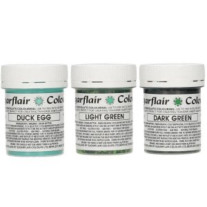 Schokoladenfarbenes Paket - 3 Grüntöne - 3 x 35 g - Sugarflair Schokoladenfarbenes Paket - 3 Grüntöne - 3 x 35 g - Sugarflair