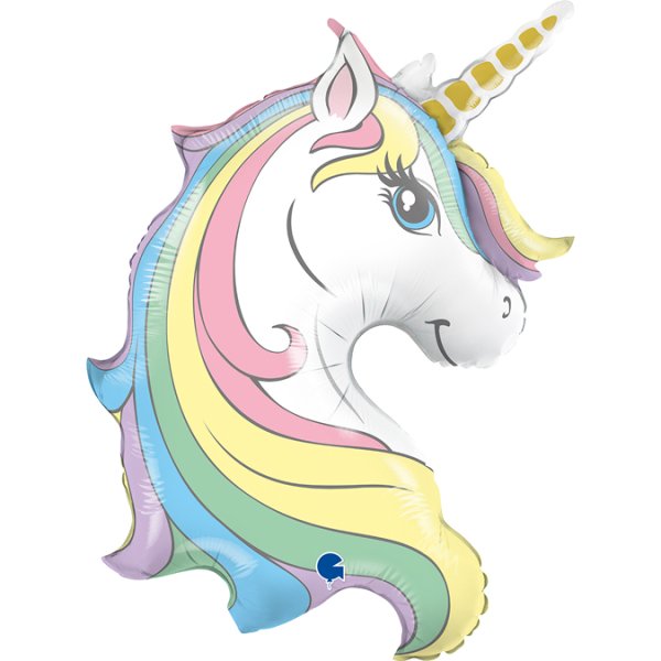 Folienballon - Einhornkopf - Macaron-Form - 81 cm