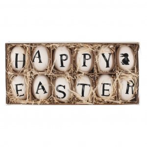 Deko-Eier - Frohe Ostern - Schwarz/Wei� - 12er-Pack