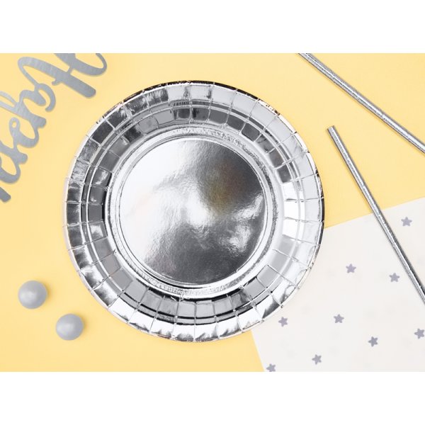 Dessertteller - Metallic - Silber - 6er-Pack