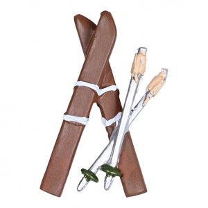 Weihnachtsmann-Zubehör - Ski und Stöcke - Braun/Silber Weihnachtsmann-Zubehör - Ski und Stöcke - Braun/Silber