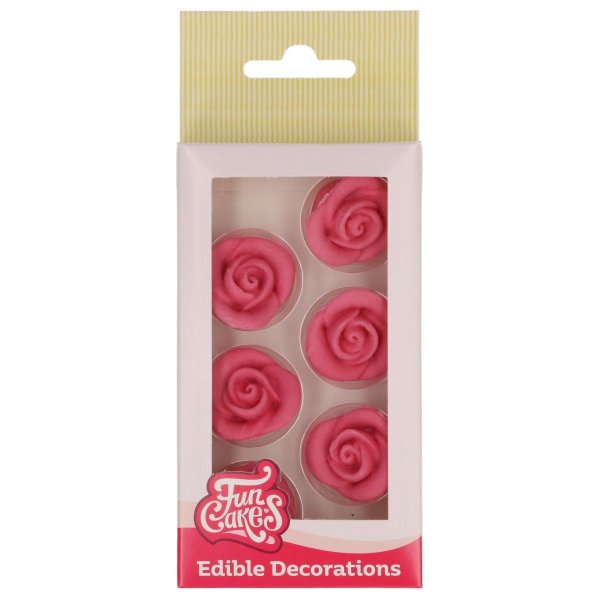 FunCakes Rosen Rosa Kuchendekoration 6 Stück FunCakes Rosen Rosa Kuchendekoration 6 Stück