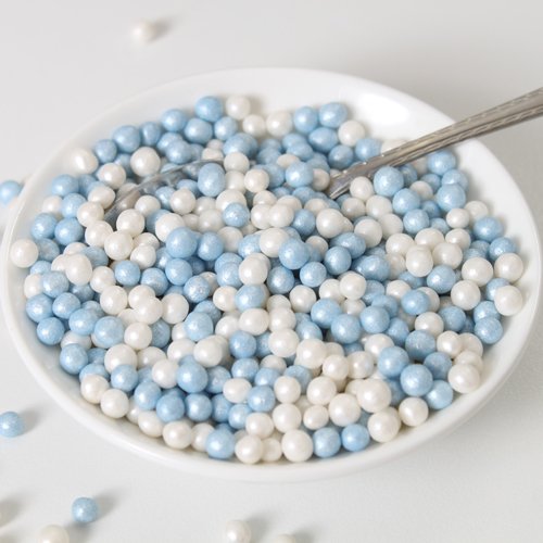 Weiche Zuckerperlen - Blau/Weiß
