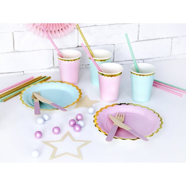 Pappbecher - Mint - Goldrand - 6er-Pack
