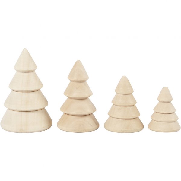 Weihnachtsmann-Accessoires - Weihnachtsbume - Holz - 4er-Pack