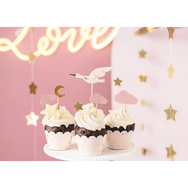 Kuchenspießer - Storch - Rosa/Gold - 7er-Pack Kuchenspießer - Storch - Rosa/Gold - 7er-Pack