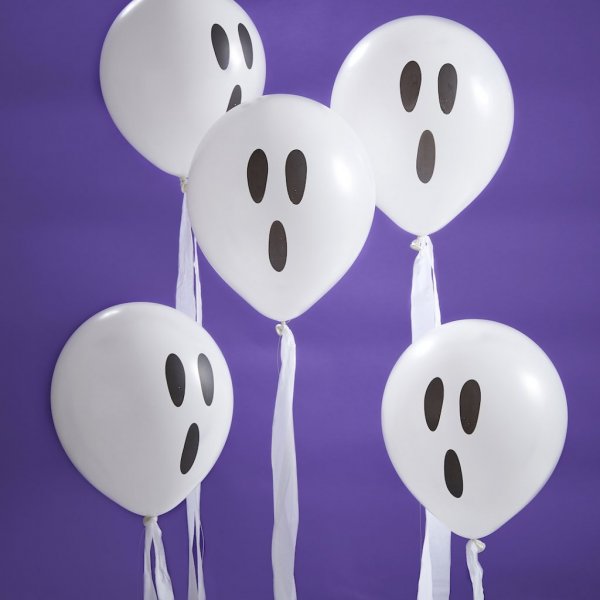 Luftballons - Geister mit Luftschlangen - 10 Stk Luftballons - Geister mit Luftschlangen - 10 Stk