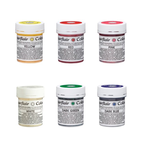 Schokoladenfarben-Set - Essentials 6 Farben - 6 x 35 g - Sugarflair Schokoladenfarben-Set - Essentials 6 Farben - 6 x 35 g - Sugarflair
